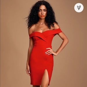 Lulu’s Classic Glam Red Off the Shoulders Dress S